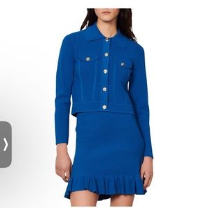 NWOT Sandro Paco Collar Blue Cardigan